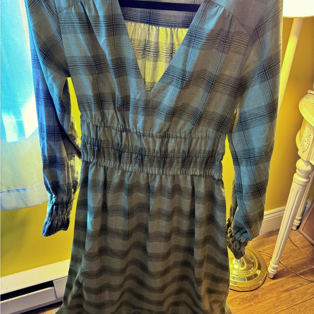 Plaid dress cinched waist